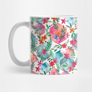 Whimsical Hexagon Garden on white Mug